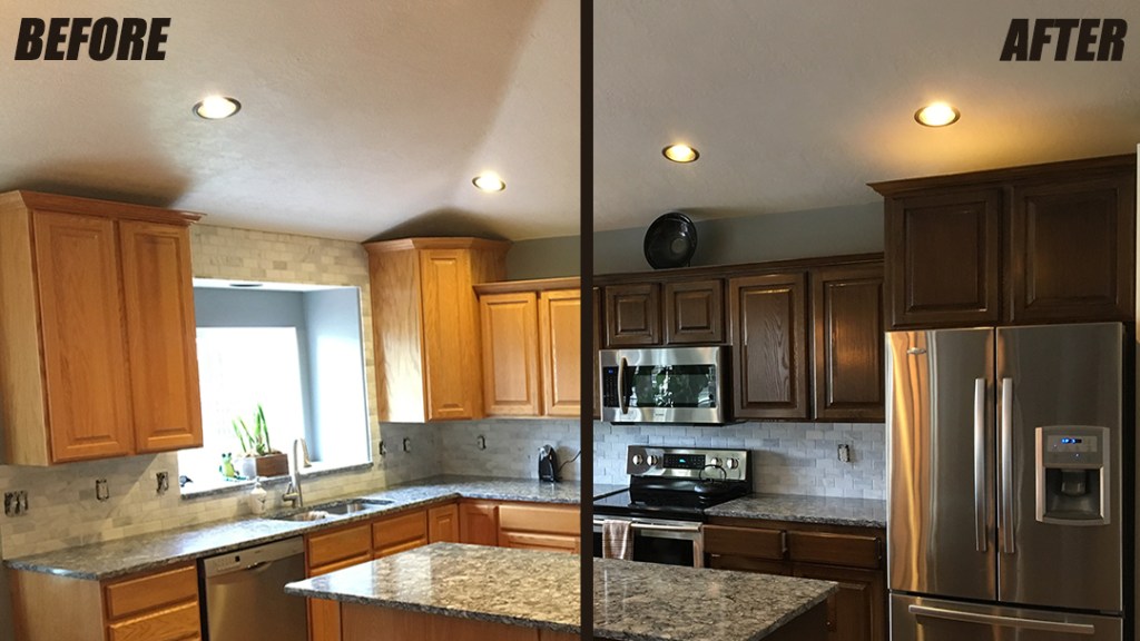 Refurbishing-kitchen-cabinet-refinishing-before-and-after Is Cabinet Refinishing Right for You
